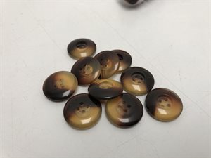 Resin knap - farveskiftende i rødbrun / lys beige, 18 mm